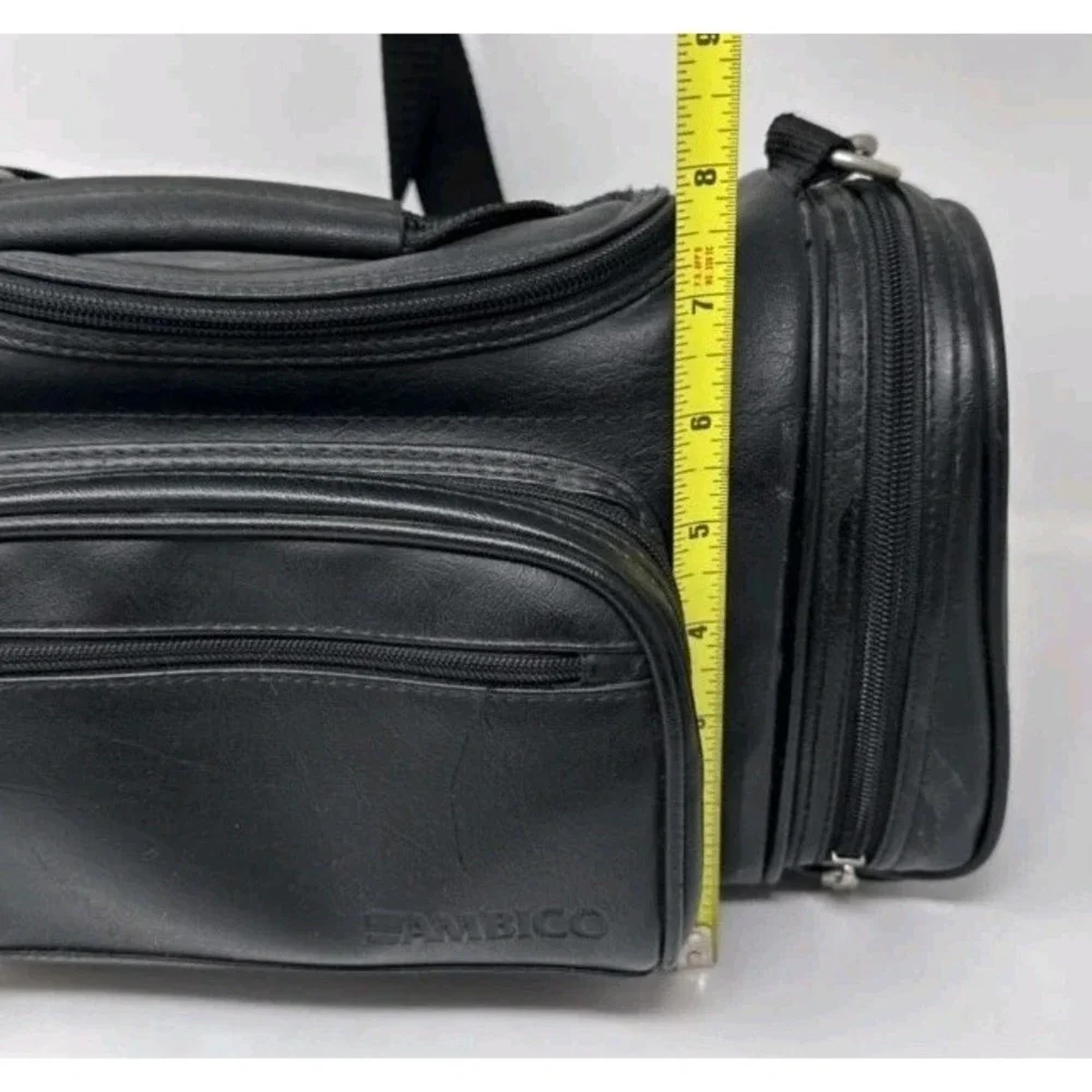 Ambico Black Faux Leather Camera Bag With Multiple Compartments And Strap in EUC